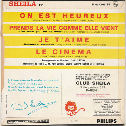 Sheila - Le Cinema Vinyl Singles EP Vinyl Very Good (VG) <br> Hoes Good Plus (G+)