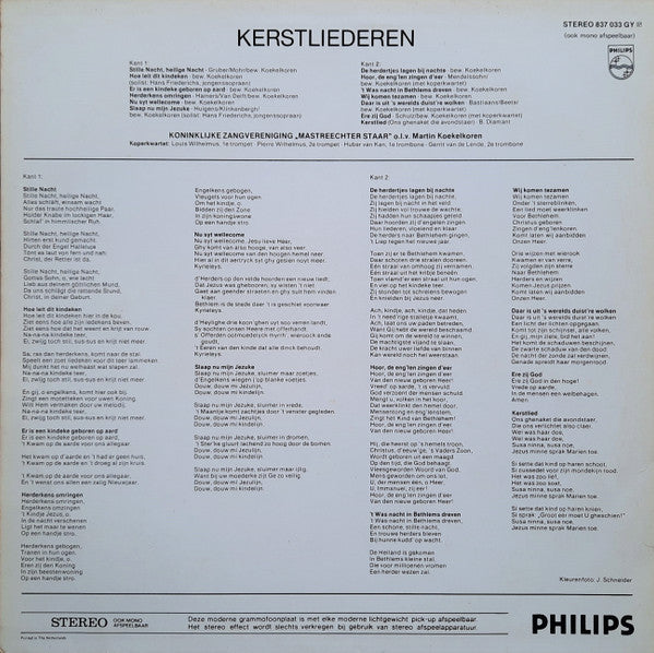 Mastreechter Staar - Martin Koekelkoren - Stille Nacht, Heilige Nacht (LP) Vinyl LP Vinyl Very Good (VG) <br> Hoes Good Plus (G+)