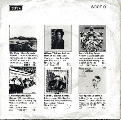 Les Humphries Singers - Kansas City Vinyl Singles Vinyl Very Good (VG) <br> Hoes Good Plus (G+)