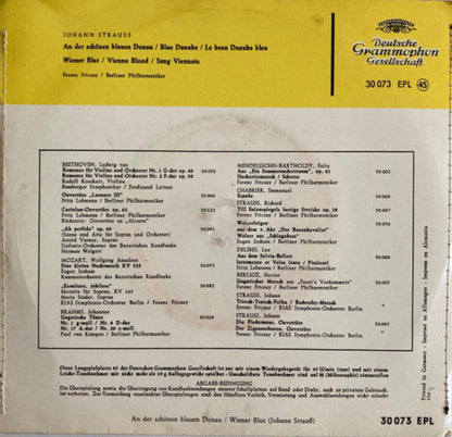 Johann Strauss Jr. - An Der Schönen Blauen Donau Vinyl Singles Vinyl Very Good (VG) <br> Hoes Good Plus (G+)
