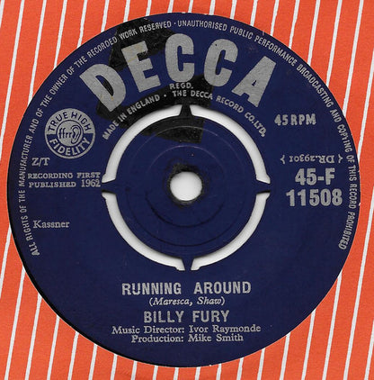 Billy Fury - Because Of Love Vinyl Singles Vinyl Very Good (VG) <br> Hoes Generic