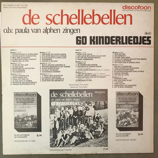 Schellebellen - 60 kinderliedjes deel 1 (LP) Vinyl LP Vinyl Very Good (VG) <br> Hoes Good Plus (G+)