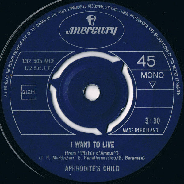 Aphrodite's Child - I Want To Live 12604 Vinyl Singles Goede Staat