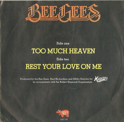 Bee Gees - Too Much Heaven (B-Keus) Vinyl Singles Vinyl Goed / Hoes Redelijk
