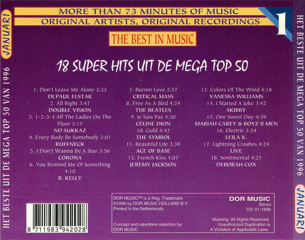 Various - Het Beste Uit De Mega Top 50 1996 Van Volume 1 Januari (CD) Compact Disc Goede Staat