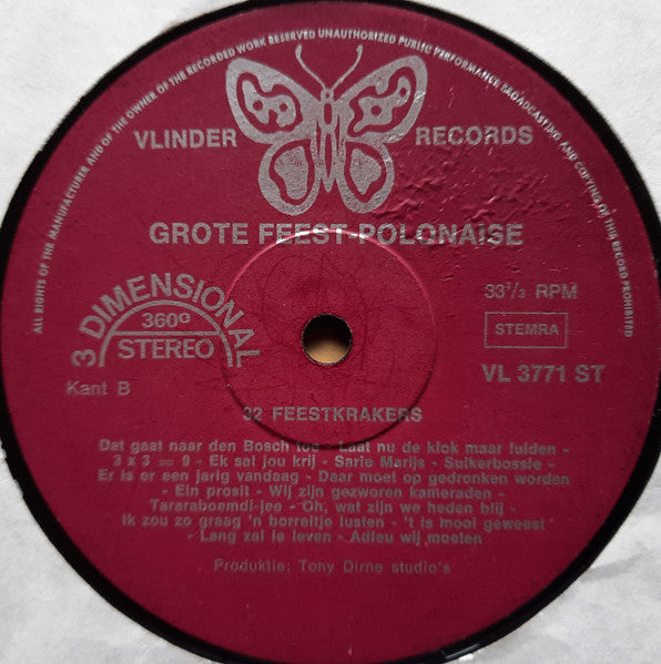 Unknown Artist - Grote Feest-Polonaise - ** Feestkrakers (LP) (B-Keus) Vinyl LP Vinyl Goed / Hoes Redelijk