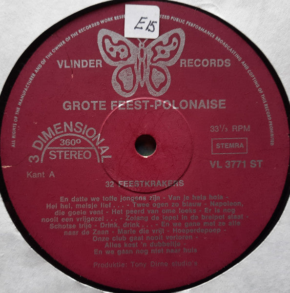 Unknown Artist - Grote Feest-Polonaise - ** Feestkrakers (LP) (B-Keus) Vinyl LP Vinyl Goed / Hoes Redelijk