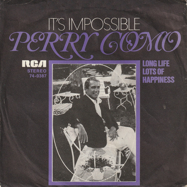 Perry Como - It's Impossible Vinyl Singles Vinyl Very Good (VG) <br> Hoes Good Plus (G+)