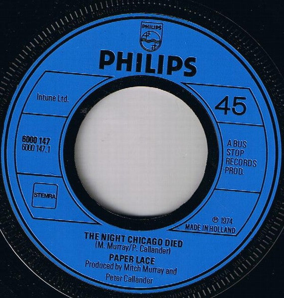 Paper Lace - The Night Chicago Died Vinyl Singles Vinyl Very Good (VG) <br> Hoes Generic