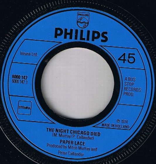 Paper Lace - The Night Chicago Died Vinyl Singles Vinyl Very Good (VG) <br> Hoes Generic