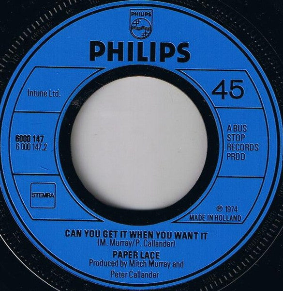 Paper Lace - The Night Chicago Died Vinyl Singles Vinyl Very Good (VG) <br> Hoes Generic