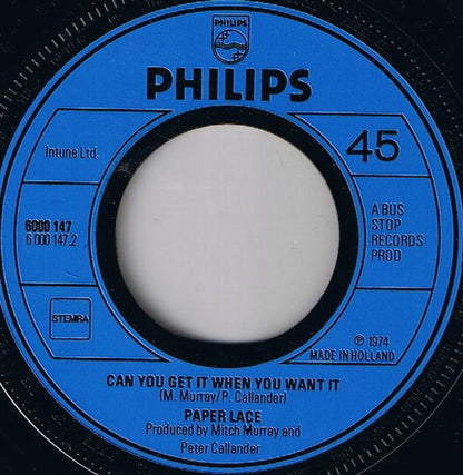 Paper Lace - The Night Chicago Died Vinyl Singles Vinyl Very Good (VG) <br> Hoes Generic