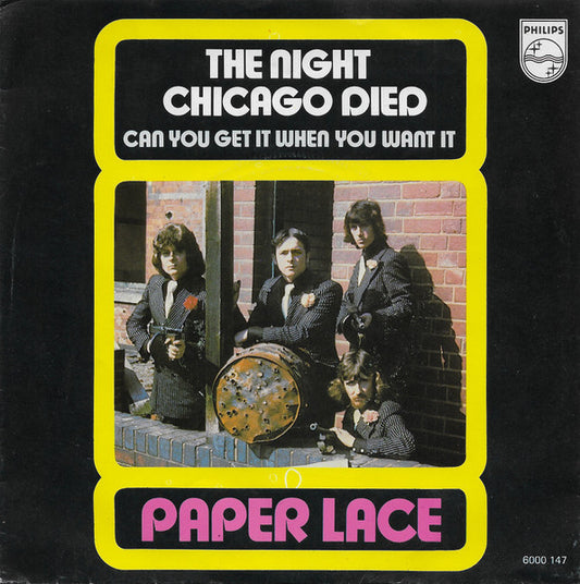 Paper Lace - The Night Chicago Died Vinyl Singles Vinyl Very Good (VG) <br> Hoes Good Plus (G+)