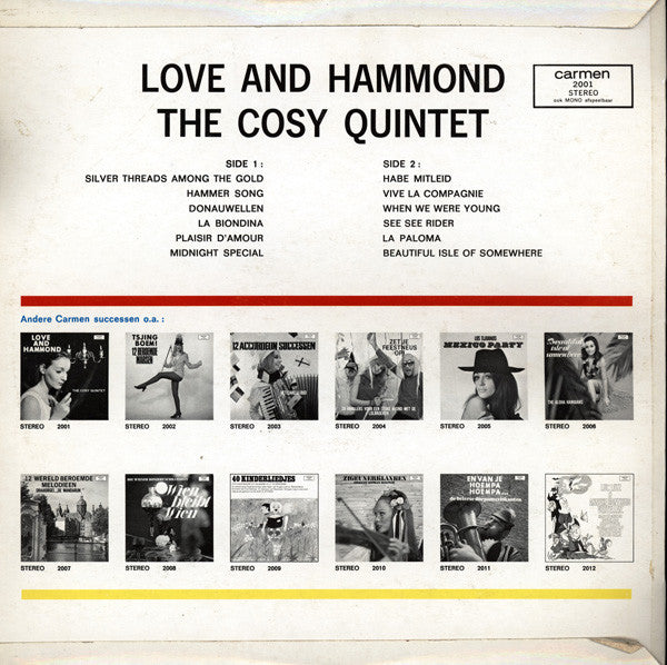Cosy Quintet - Love And Hammond (LP) Vinyl LP Vinyl Very Good (VG) <br> Hoes Good Plus (G+)
