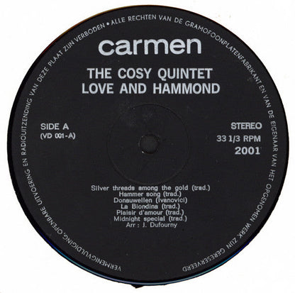 Cosy Quintet - Love And Hammond (LP) Vinyl LP Vinyl Very Good (VG) <br> Hoes Good Plus (G+)