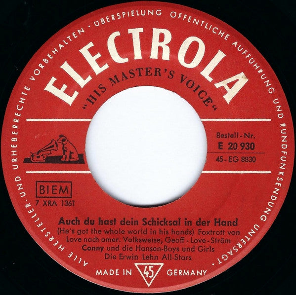 Conny Froboess Und Die Hansen Boys & Girls - Die Erwin Lehn All-Stars Vinyl Singles Vinyl Very Good (VG) <br> Hoes Generic