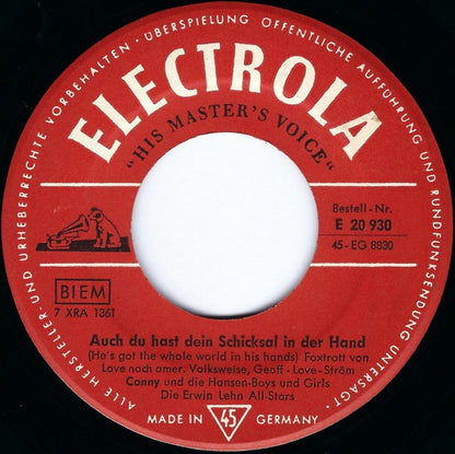 Conny Froboess Und Die Hansen Boys & Girls - Die Erwin Lehn All-Stars Vinyl Singles Vinyl Very Good (VG) <br> Hoes Generic