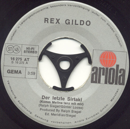 Rex Gildo - Der Letzte Sirtaki (Komm Melina, Tanz Mit Mir) Vinyl Singles Vinyl Goed / Hoes Generic