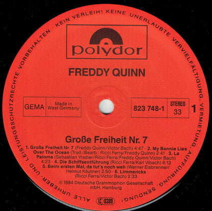 Freddy Quinn - Große Freiheit Nr. 7 (LP)
