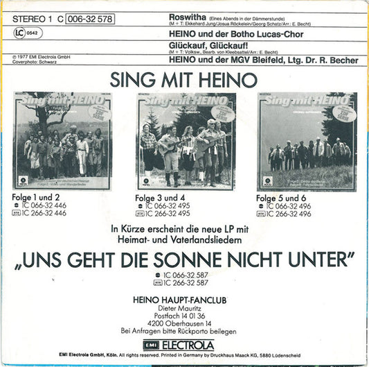 Heino - Roswitha (Eines Abends In Der Dämmerstunde) Vinyl Singles Vinyl Zeer Goed / Hoesje Goed "VINYLSINGLES.NL"