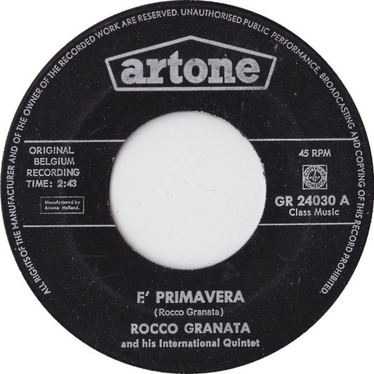 Rocco Granata - E' Primavera Vinyl Singles Vinyl Very Good (VG) <br> Hoes Generic