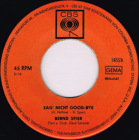 Bernd Spier - Schöne Mädchen Muß Man Lieben Vinyl Singles Vinyl Zeer Goed / Hoesje Generic "VINYLSINGLES.NL"