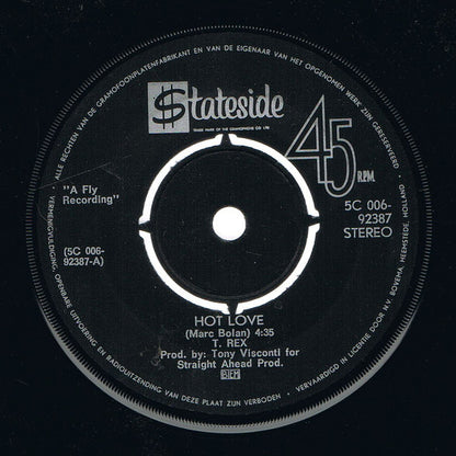 T. Rex - Hot Love Vinyl Singles Vinyl Very Good (VG) <br> Hoes Generic