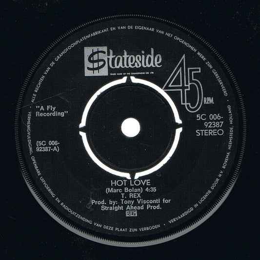 T. Rex - Hot Love Vinyl Singles Vinyl Very Good (VG) <br> Hoes Generic