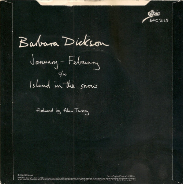 Barbara Dickson - January - February (B) 37671 Vinyl Singles Hoes: Slecht