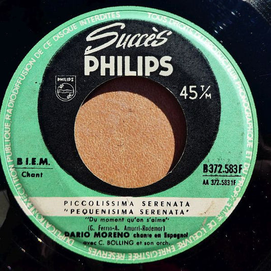 Dario Moreno - Chante En Espagnol Vinyl Singles Vinyl Very Good (VG) <br> Hoes Good Plus (G+)