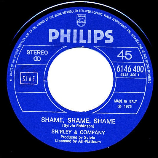 Shirley & Company - Shame Shame Shame 13491 Vinyl Singles Hoes: Generic