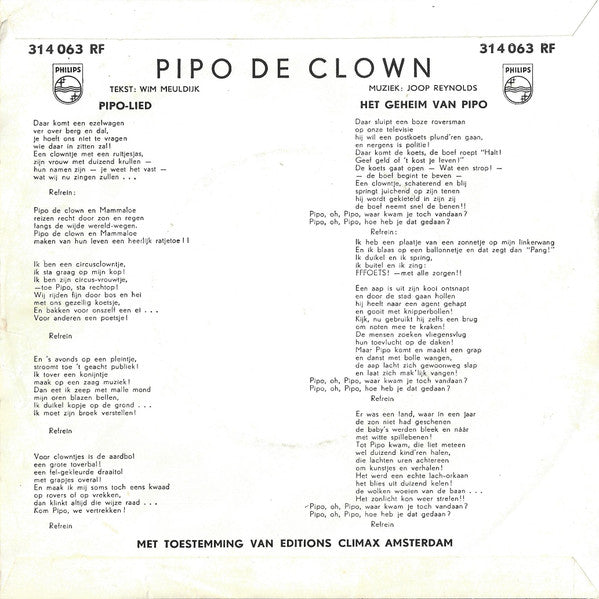 Pipo De Clown - Het Pipo-Lied 36644 Vinyl Singles Goede Staat