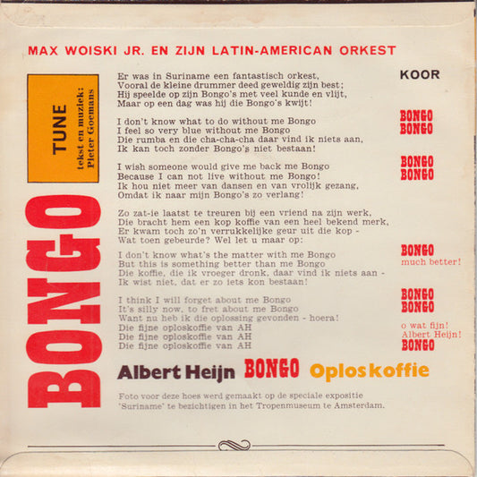 Max Woiski Jr. - Bongo Tune (Flexi-disc) Flexi-disk Vinyl Zeer Goed / Hoesje Goed "VINYLSINGLES.NL"