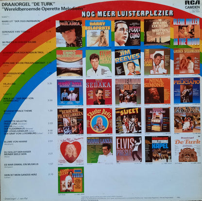 Draaiorgel De Turk - Wereldberoemde Operette Melodieën (LP) Vinyl LP Vinyl Very Good (VG) <br> Hoes Good Plus (G+)