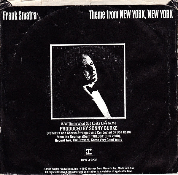 Frank Sinatra - Theme From New York, New York 41726 Vinyl Singles Vinyl Very Good (VG) <br> Hoes Good Plus (G+)