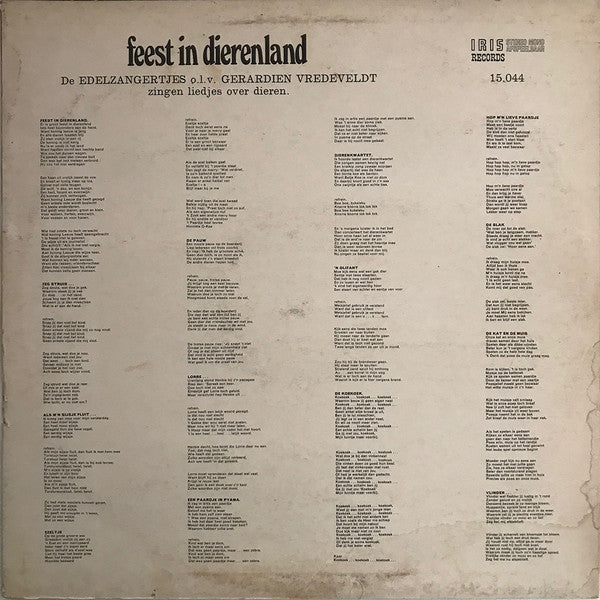 Edelzangertjes - Feest In Dierenland (LP) 51294 Vinyl LP Goede Staat