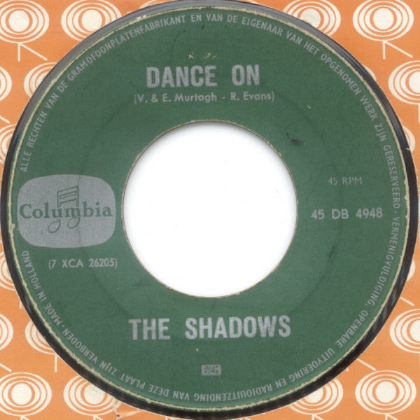 Shadows - Dance On Vinyl Singles Vinyl Very Good (VG) <br> Hoes Good Plus (G+)