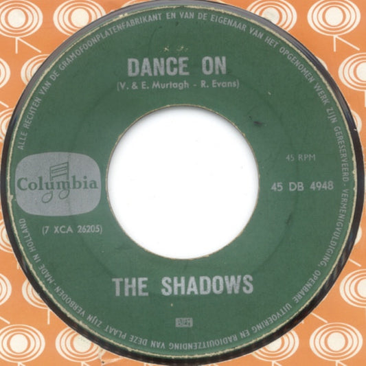Shadows - Dance On Vinyl Singles Vinyl Very Good (VG) <br> Hoes Good Plus (G+)