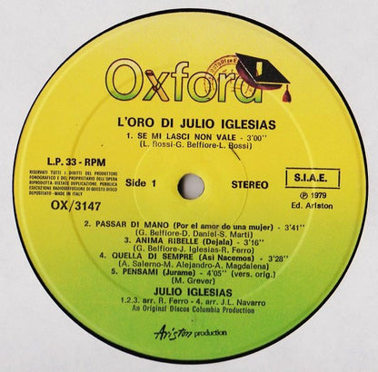 Julio Iglesias - L'Oro Di Julio Iglesias (LP)