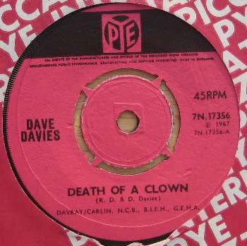 Dave Davies - Death Of A Clown Vinyl Singles Vinyl (VG) <br> Hoes Generic