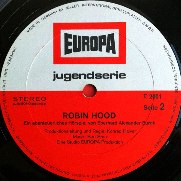 Eberhard Alexander-Burgh ‎- Robin Hood (LP) Vinyl LP Vinyl Very Good (VG) <br> Hoes Good Plus (G+)