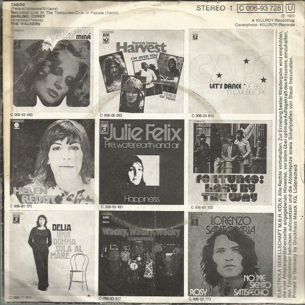 Walkers - Taboo Vinyl Singles Vinyl Goed / Hoes Tekst