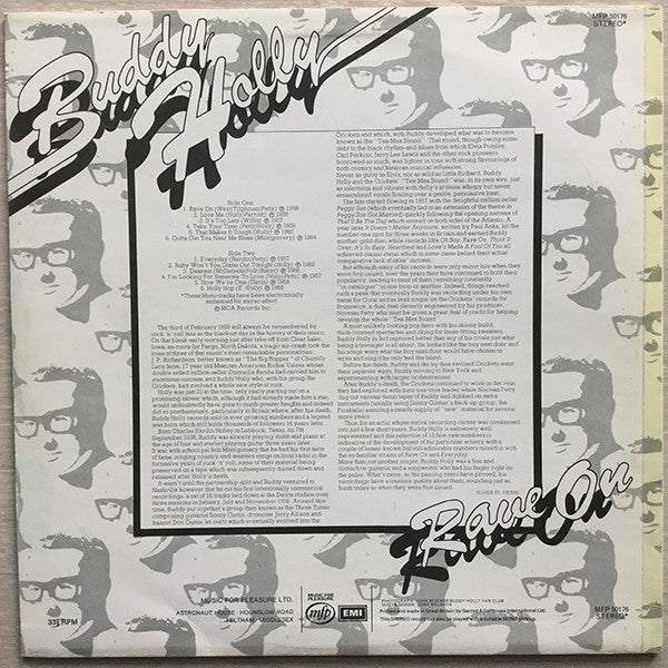 Buddy Holly - Rave On (LP) Vinyl LP Vinyl Very Good (VG) <br> Hoes Good Plus (G+)