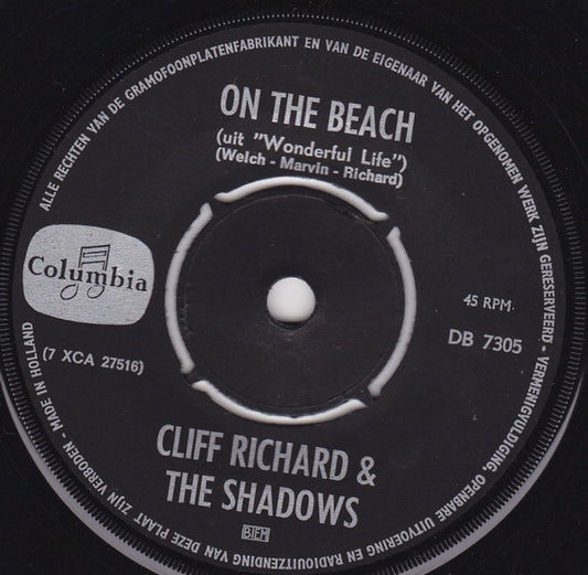 Cliff Richard & The Shadows - On The Beach Vinyl Singles Vinyl Very Good (VG) <br> Hoes Generic