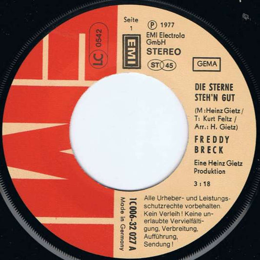 Freddy Breck - Die Sterne Steh'n Gut 38965 Vinyl Singles Goede Staat