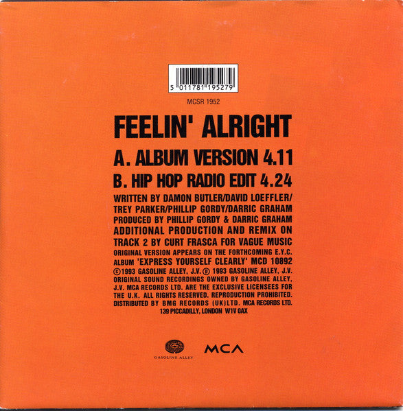 E.Y.C. - Feelin' Alright Vinyl Singles Vinyl Very Good (VG) <br> Hoes Good Plus (G+)