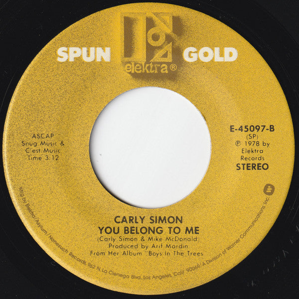 Carly Simon - Nobody Does It Better Vinyl Singles Vinyl Very Good (VG) <br> Hoes Good Plus (G+)