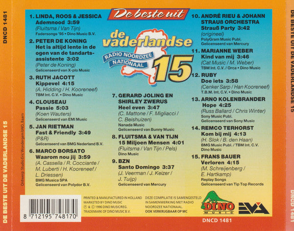 Various - De Beste Uit De Vaderlandse 15 (CD) Compact Disc Goede Staat