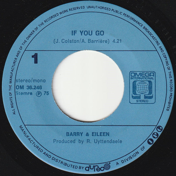 Barry And Eileen - If You Go 09341 Vinyl Singles Hoes: Generic