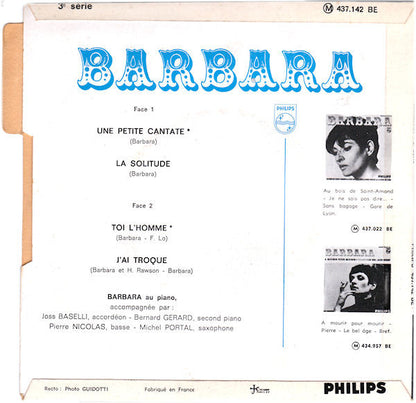Barbara - Une Petite Cantate Vinyl Singles EP Vinyl Very Good (VG) <br> Hoes Good Plus (G+)